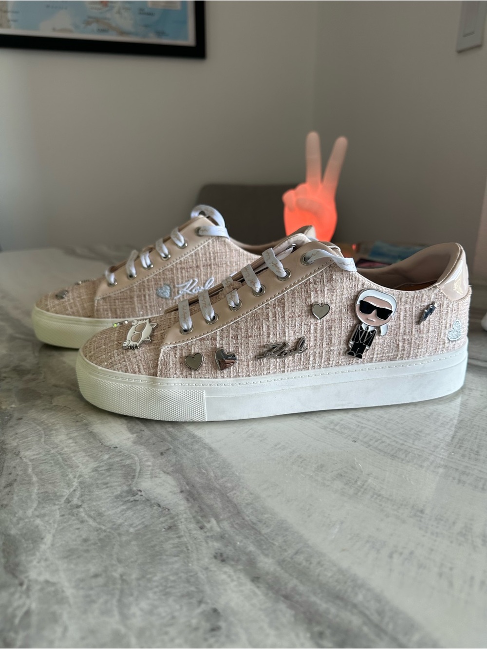 Karl Lagerfeld Paris Cate Pin Blush Beige Sneakers